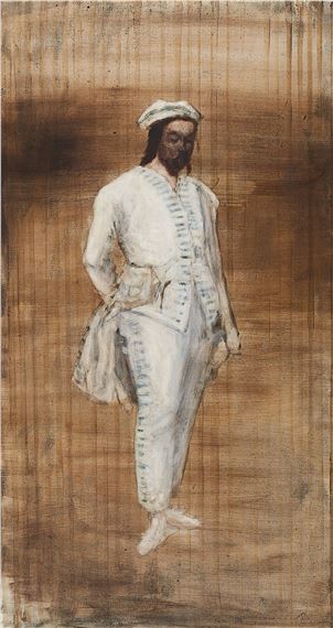 "Figur vor gestreiftem Grund". by Axel Geis, 2011