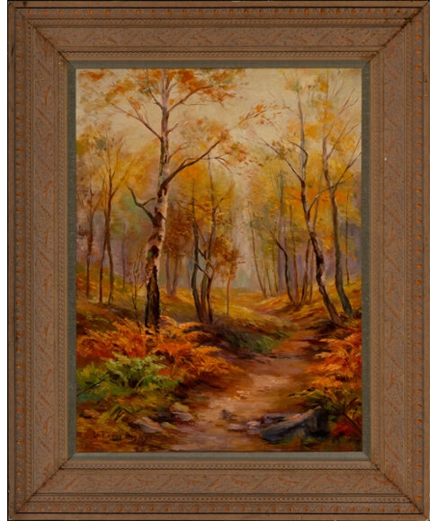 Artwork by Loraine Digings, An Autumn Path, Made of Oil on canvas