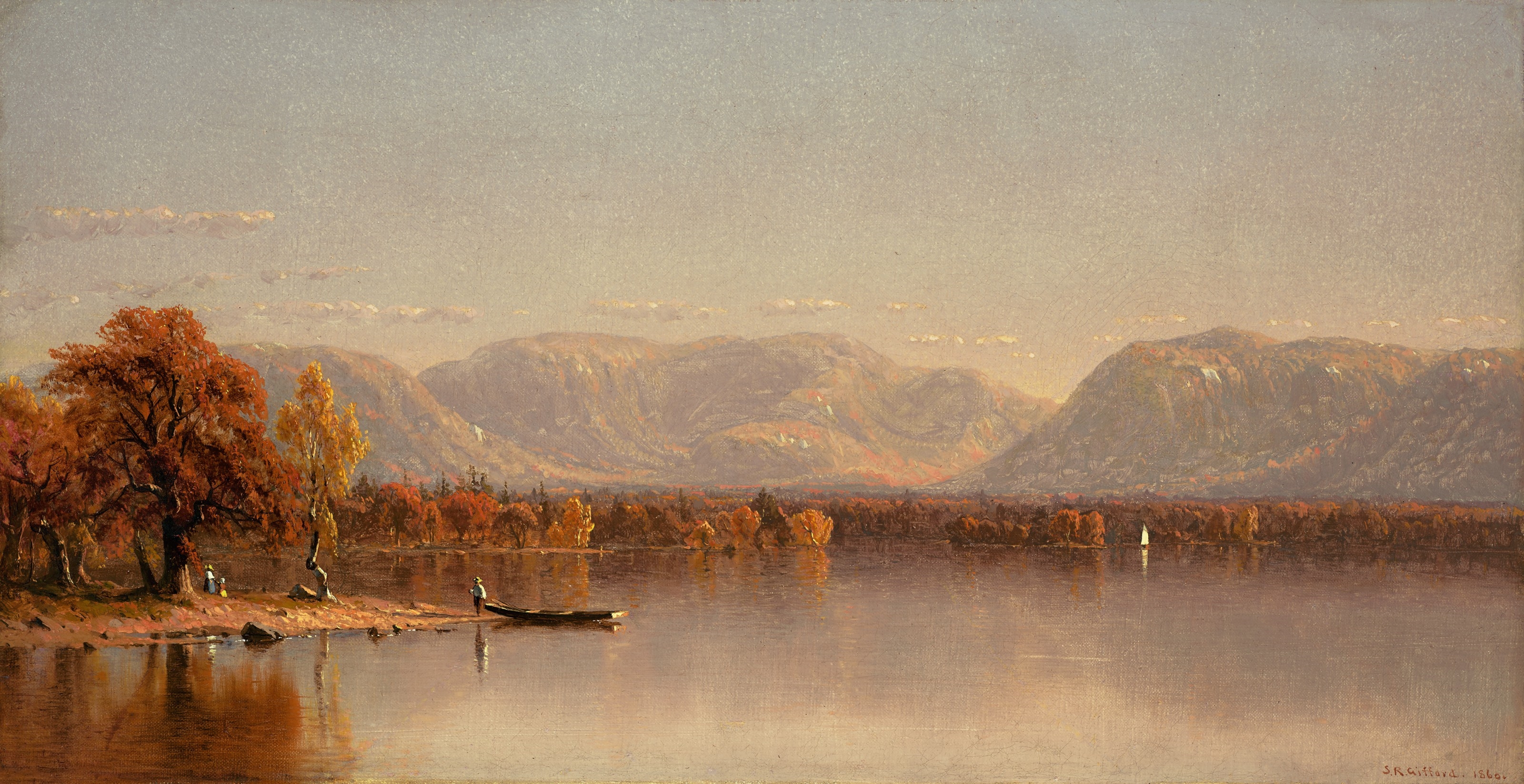 Artwork by Sanford Robinson Gifford, Lake Sunapee, New Hampshire, Made of oil on canvas