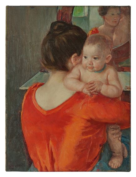Baby Charles Looking Over His Mother's Shoulder (No. 3) by Mary Cassatt, Painted in 1900