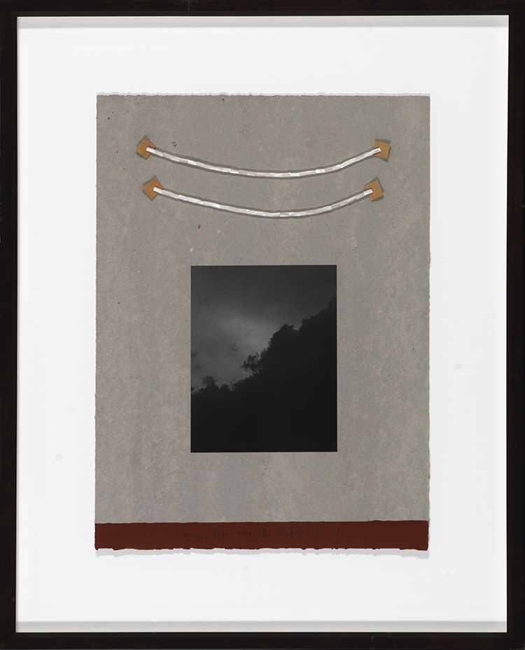 Artwork by Greg Staats, Bring Life Over the Darkness of Grief, Made of silver print and mixed media on paper board