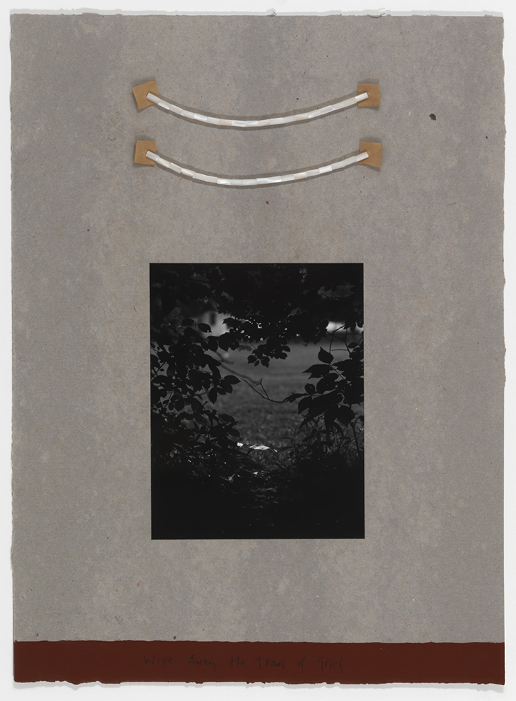 Artwork by Greg Staats, Wipe Away the Tears of Grief, Made of silver print and mixed media on paper board