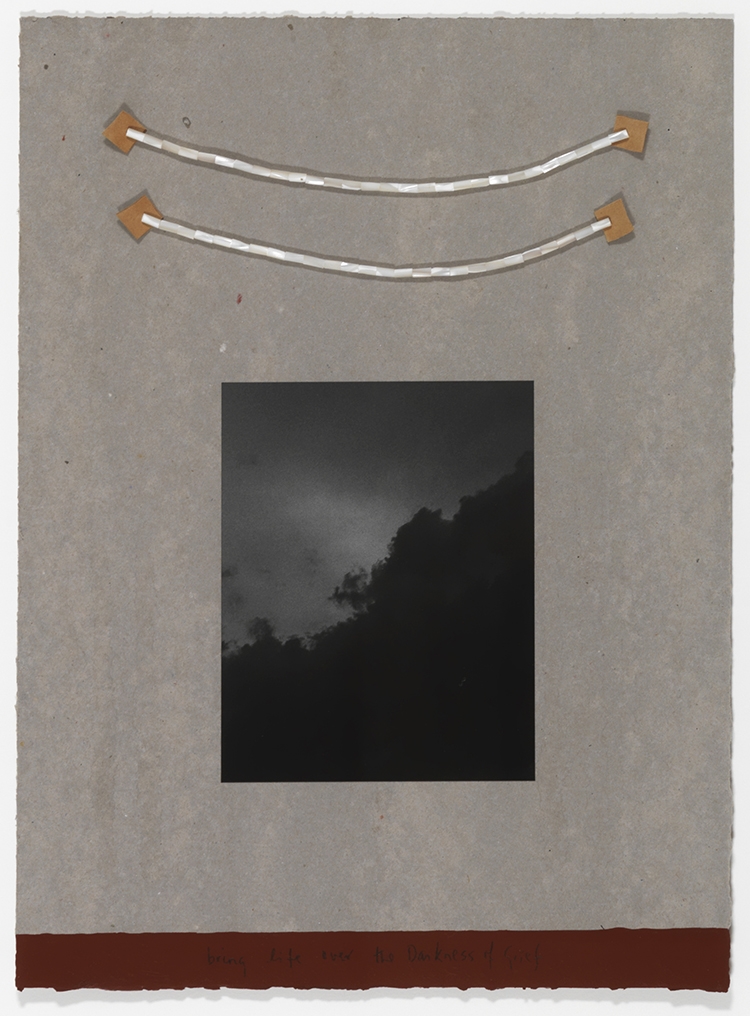 Artwork by Greg Staats, Bring Life Over the Darkness of Grief, Made of silver print and mixed media on paper board