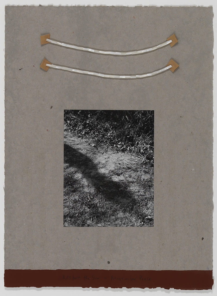 Artwork by Greg Staats, Restore the Sun - Remember Peace, Made of silver print and mixed media on paper board