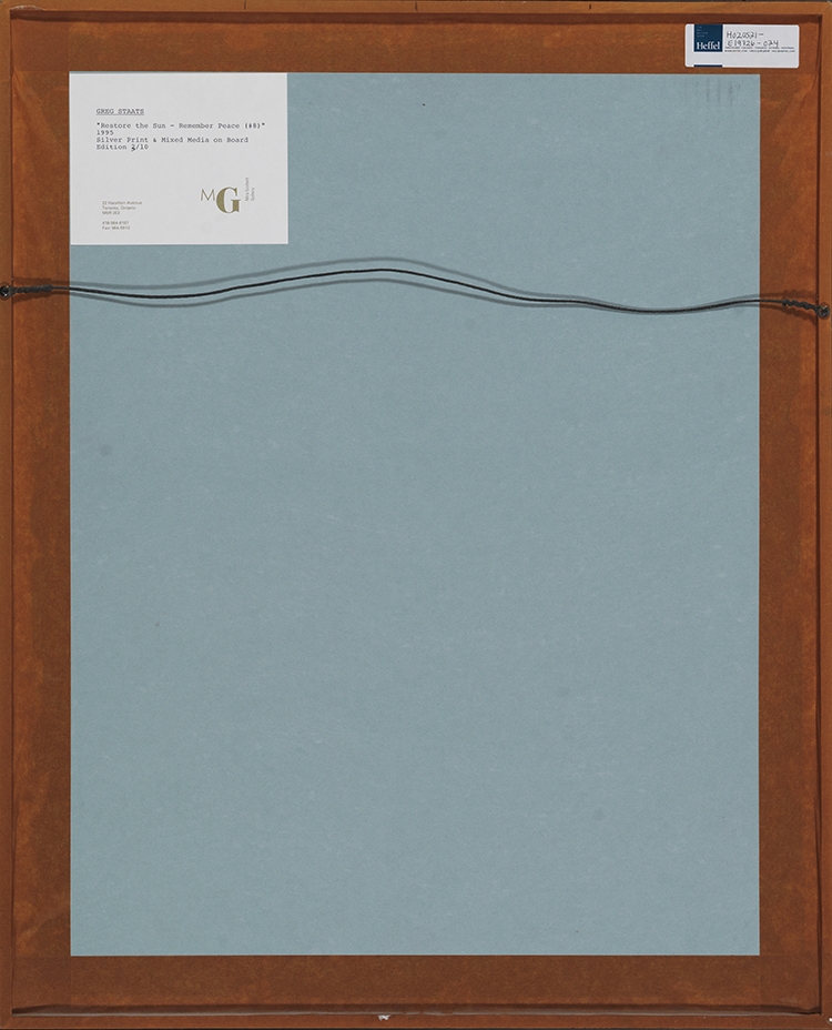 Artwork by Greg Staats, Restore the Sun - Remember Peace, Made of silver print and mixed media on paper board