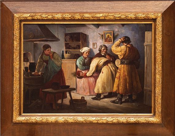 OŚWIADCZYNY W PODKRAKOWSKIEJ WSI by Stanisław Masłowski, ok. 1880