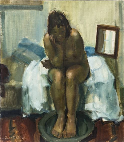 Nu assis au bord du lit by Clement Serneels, 1979