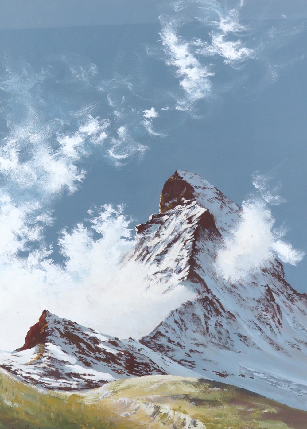 Artwork by Walter J. Boschan, "Der König von Zermatt" Matterhorn. - "Illusion (I. Fassung)". - "Wie Wetter?", Made of Gouache
