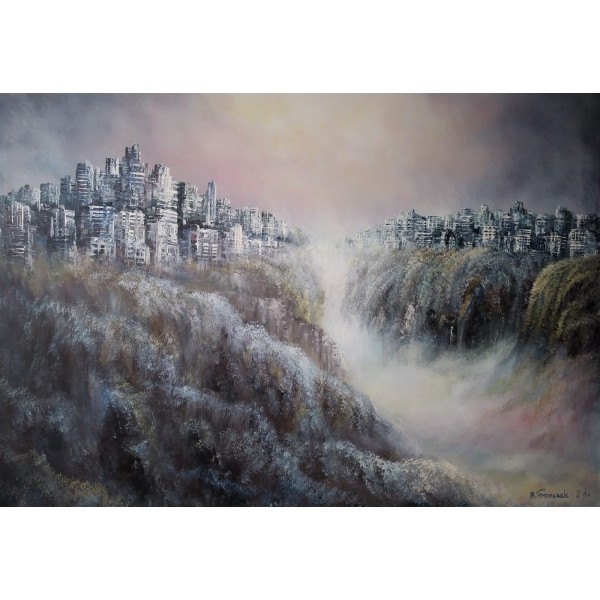 Artwork by Andrzej Fronczak, THE CITY IS DIVIDED, Made of acrylic/canvas
