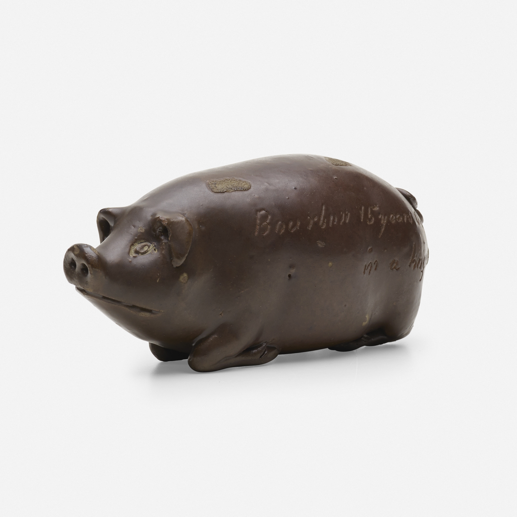 Artwork by Cornwall Kirkpatrick, Pig flask, Made of glazed earthenware 