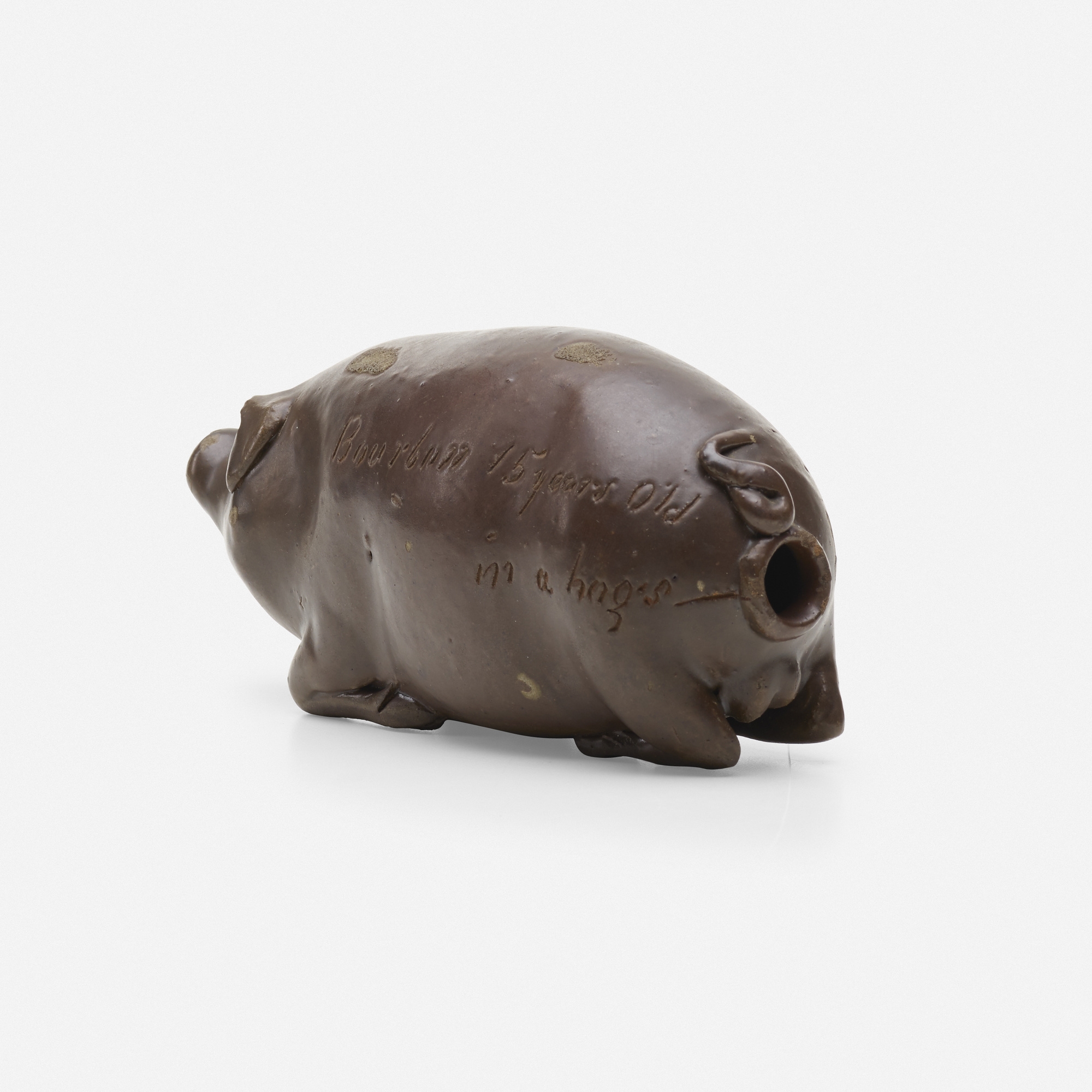 Artwork by Cornwall Kirkpatrick, Pig flask, Made of glazed earthenware 