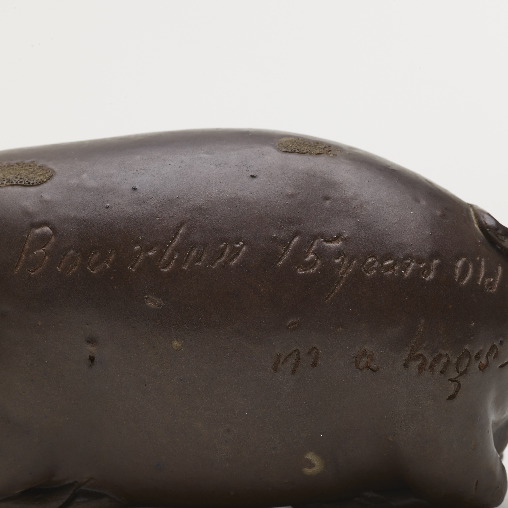 Artwork by Cornwall Kirkpatrick, Pig flask, Made of glazed earthenware 