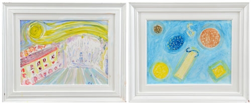 Artwork by Vincenzo Brambilla, Dom Milan Dom! Ai temp indree (Rebecchino); Voglia di vita, Made of acrylic on cardboard