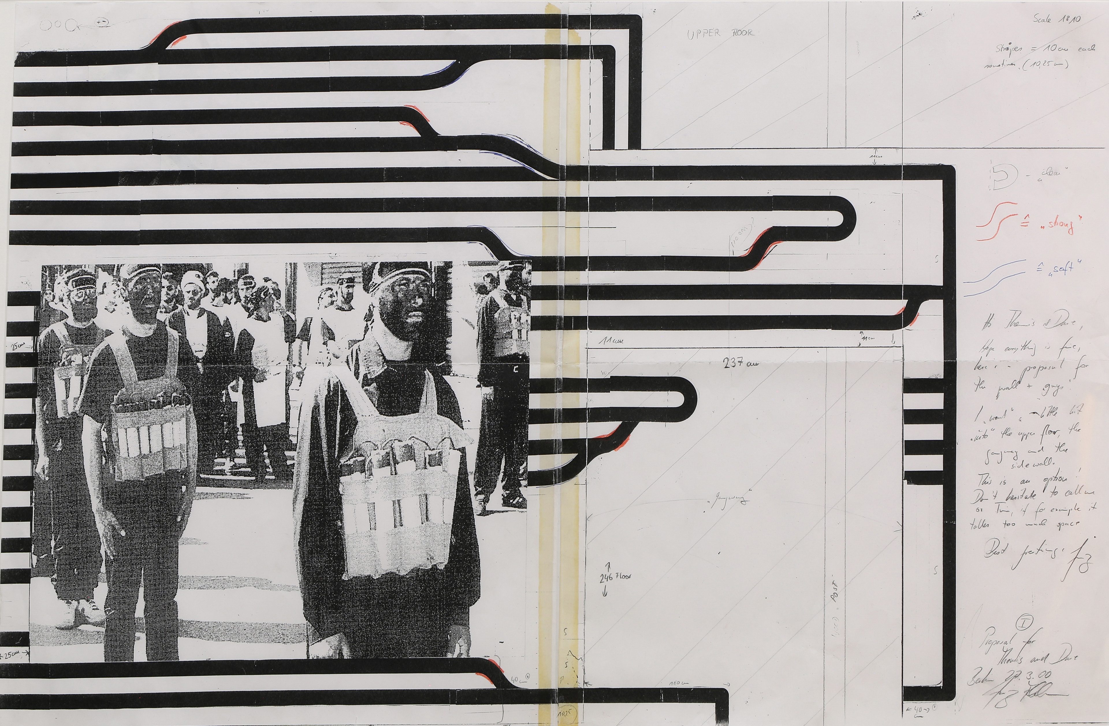 Artwork by Franz Ackermann, Remembering Public Territories, Made of mixed media print