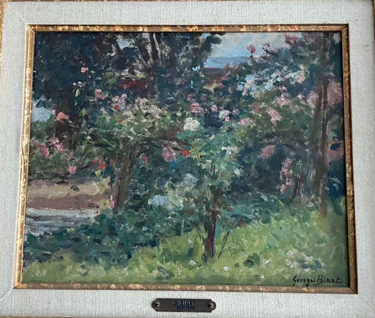 Artwork by Georges Jules Ernest Binet, Garden in Villequier (probably the artist's), Made of Oil on panel