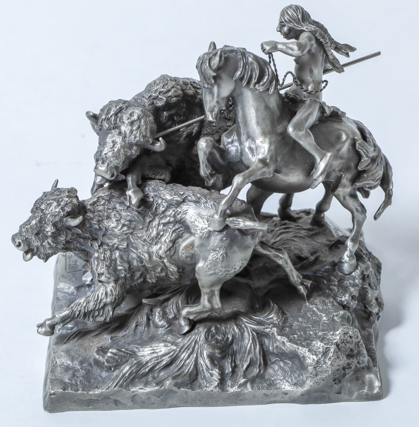 Artwork by Donald Jack Polland, Buffalo Hunt, Made of Pewter