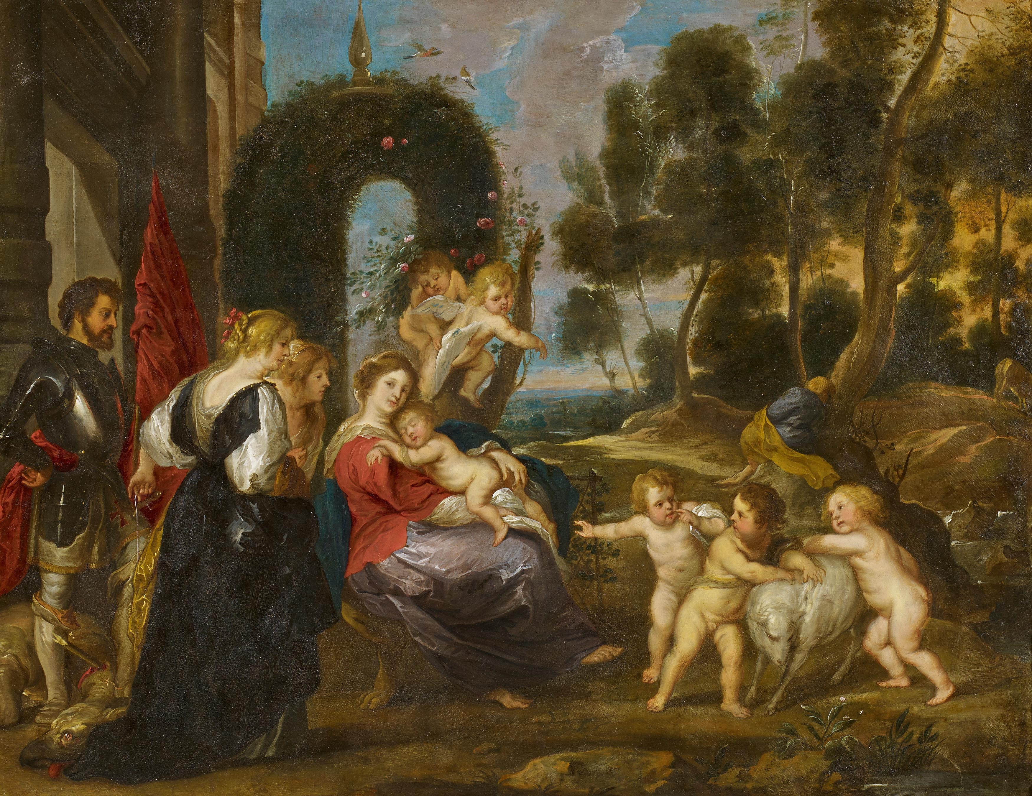 The Rest during the Flight into Egypt with Saints. by Peter Paul Rubens
