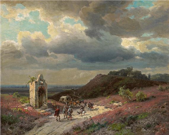 View from the Grafenberg near Düsseldorf into the Rhine Valley. by August von Wille, 1854