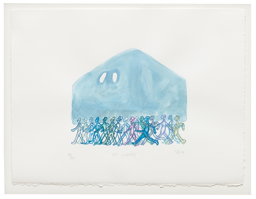 Artwork by Do Ho Suh, My Country, Made of Lithograph with hand additions in watercolor on paper