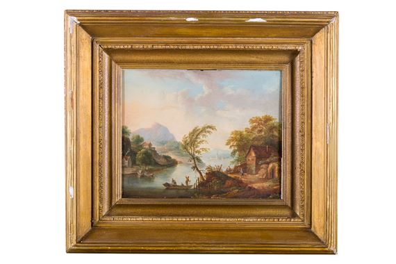 Christian Georg Schütz II | River landscape with figures | MutualArt