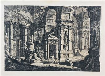 Architectural fantasy with statue of Hercules - Pietro Gaspari