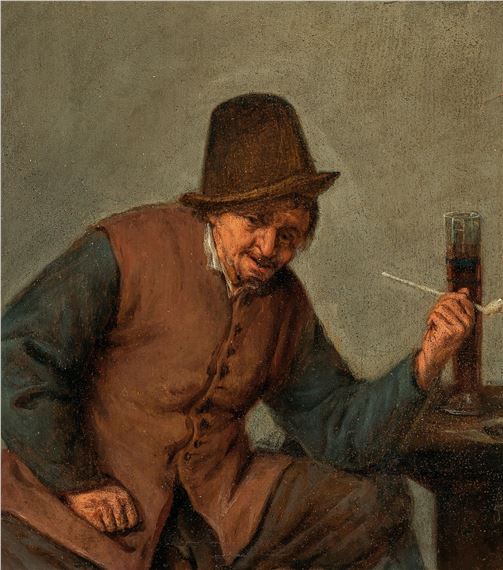 A peasant smoking by Adriaen van Ostade