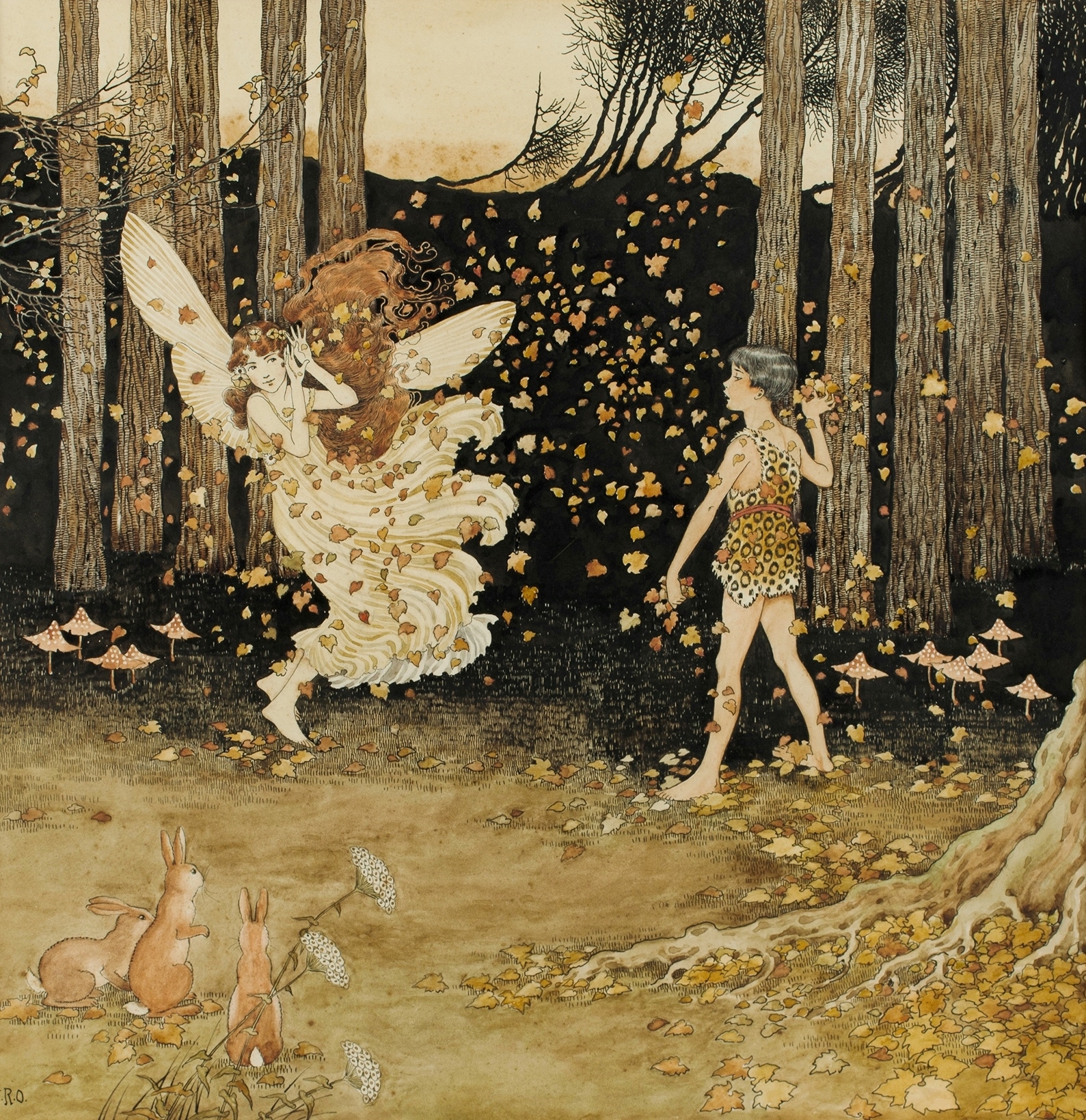 Artwork by Ida Rentoul Outhwaite, An Autumn Revel, Made of Watercolor