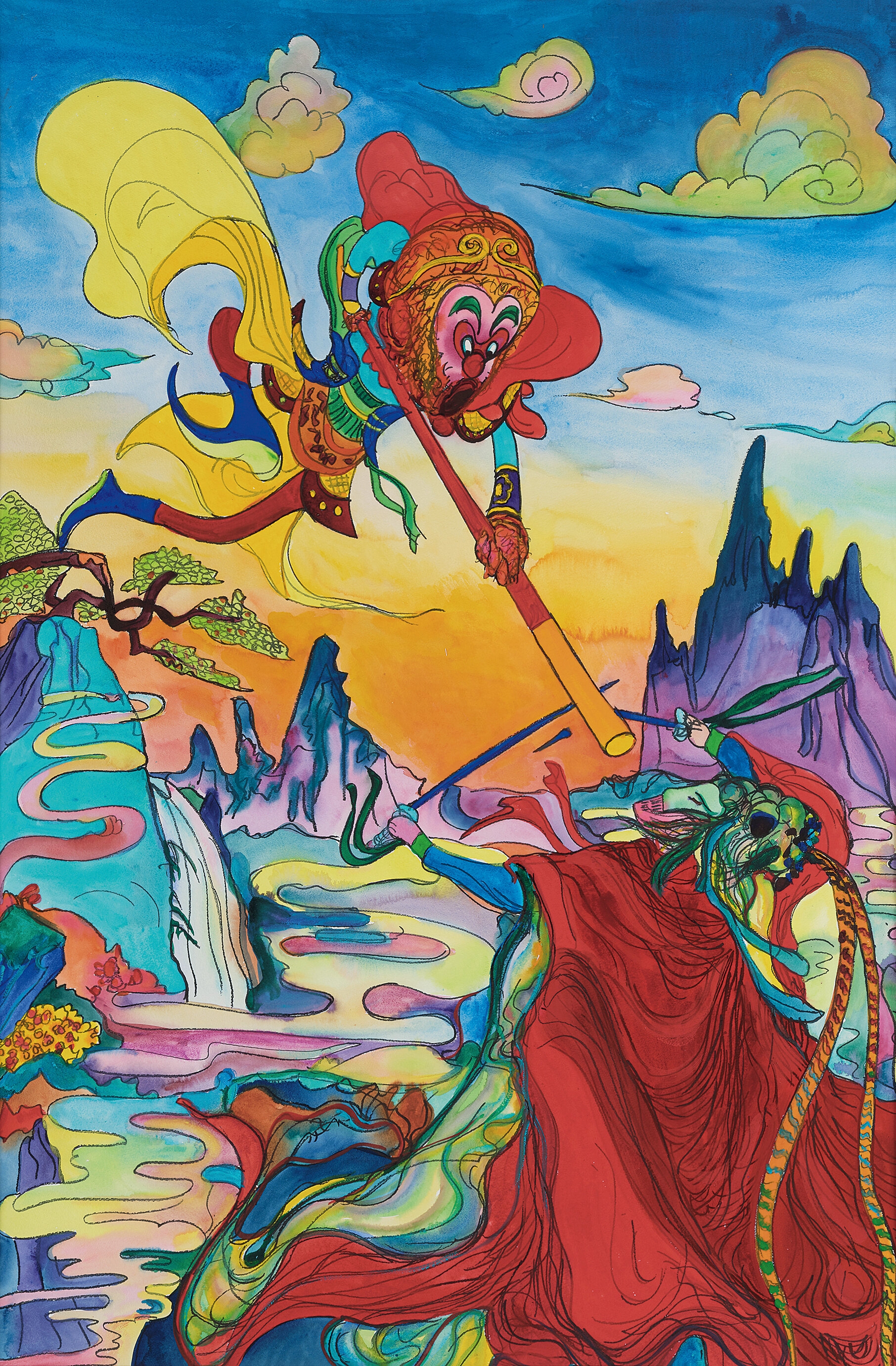 Lou Shenyi | Sun Wukong Fighting the White-Skeleton Demon | MutualArt