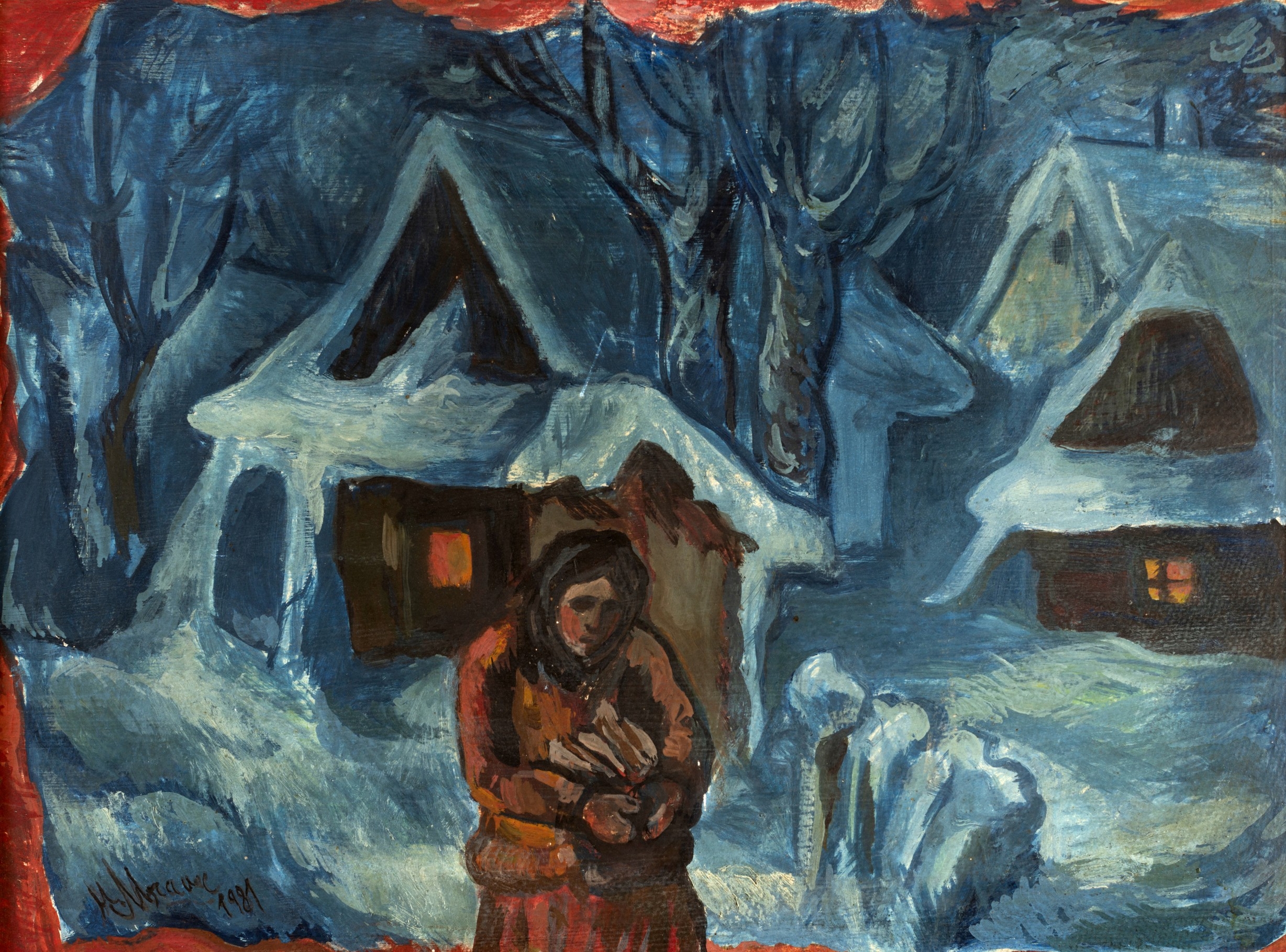 Artwork by Milan Mravec, TUHÁ ZIMA, Made of oil on cardboard