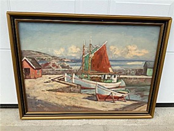 Harbour scenery by Mogens Ege