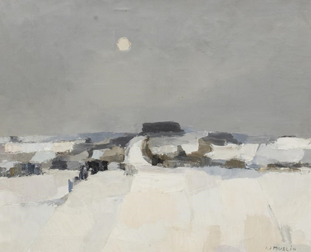 Artwork by Joseph A. Muslin, Landscape with moon, Made of oil on canvas