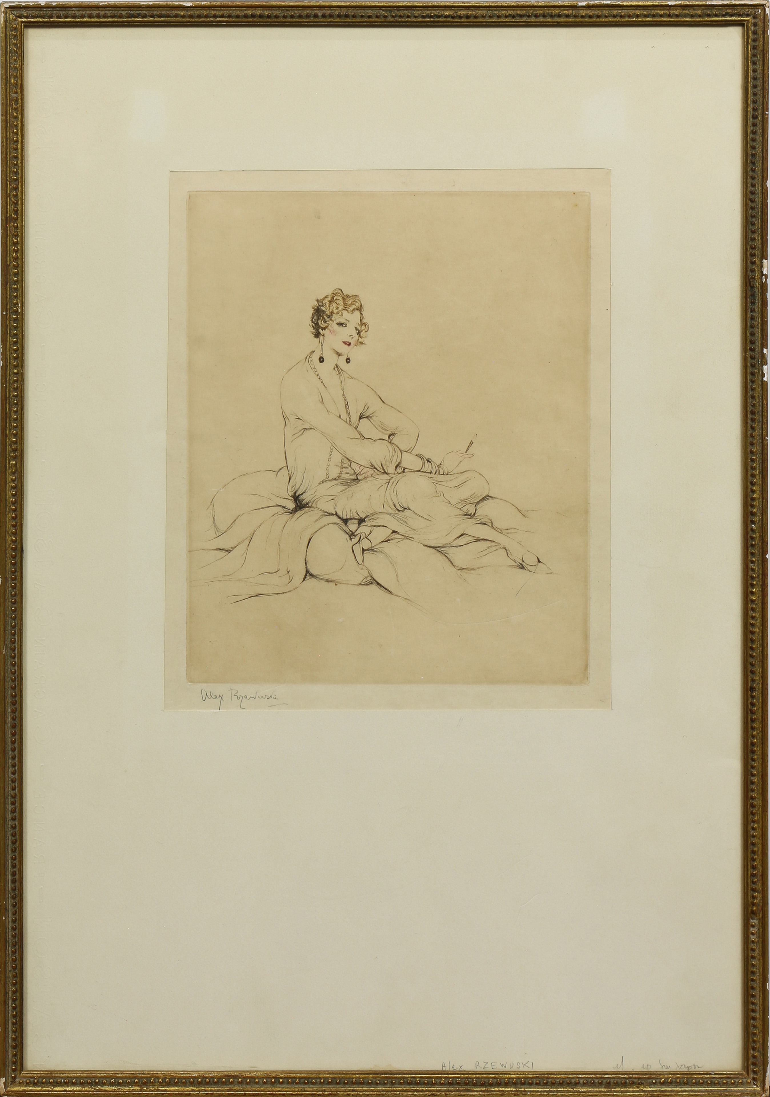 Artwork by Alexander Rzewski, Seated Woman, Made of etching
