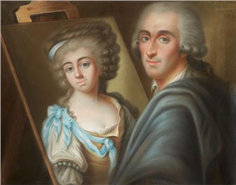 Self-Portrait beside a Portrait of a Lady on an Easel - Sebastian Gratise