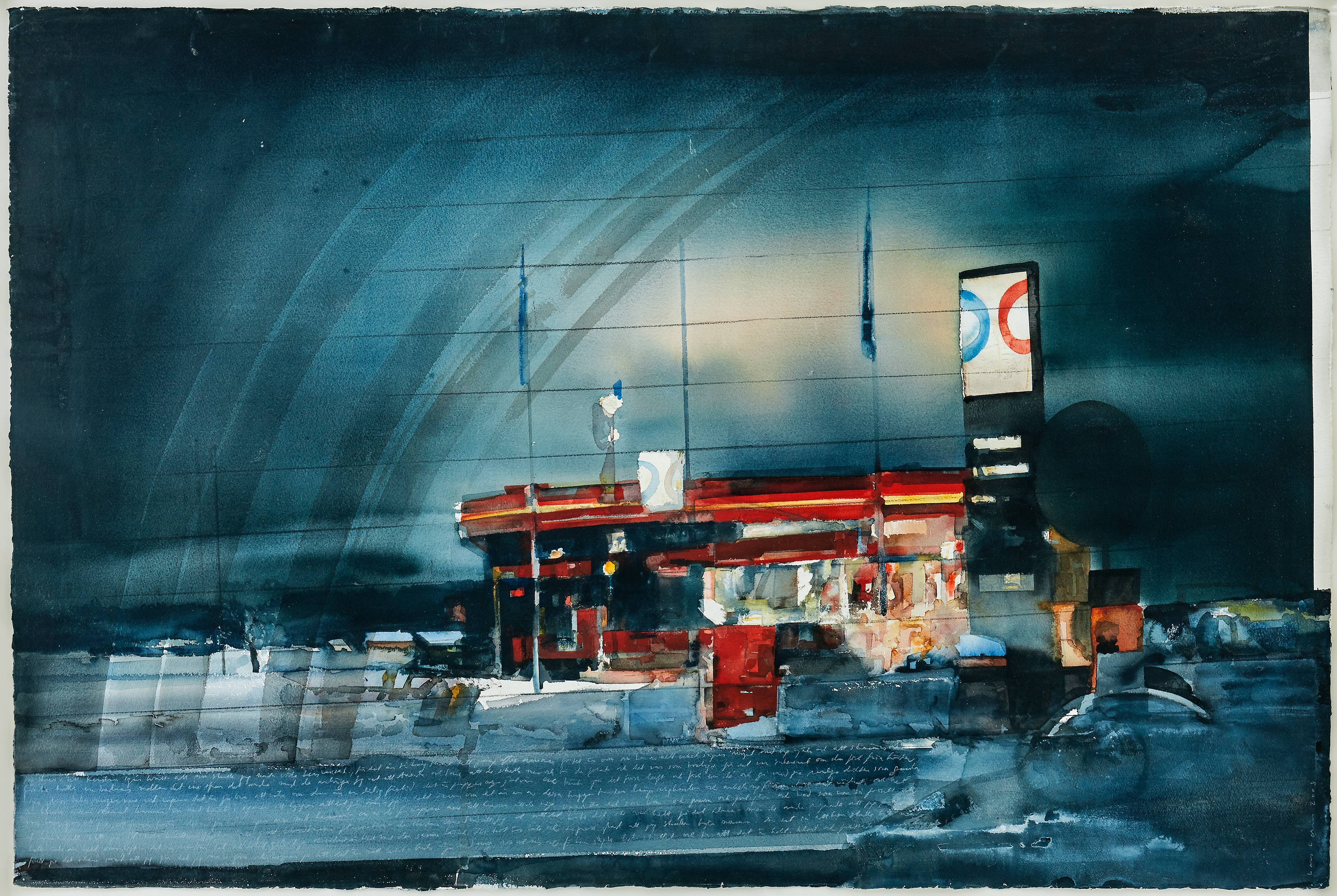 Artwork by Lars Lerin, OK Q8, Made of watercolor on paper