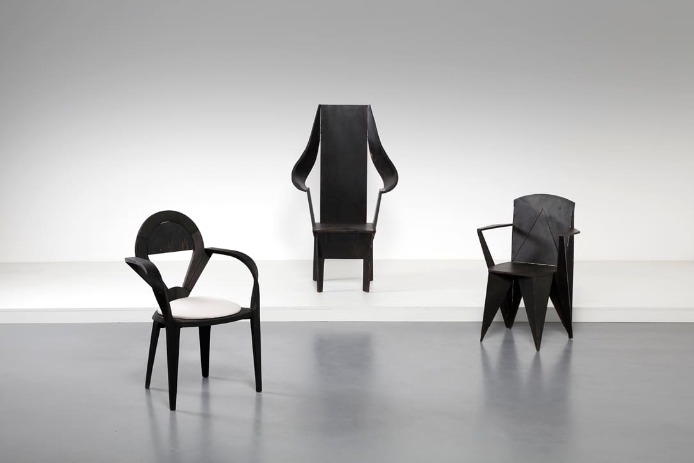Artwork by Adriano e Paolo Suman, Prototype chairs, Made of Lacquered wood and padded fabric (3)