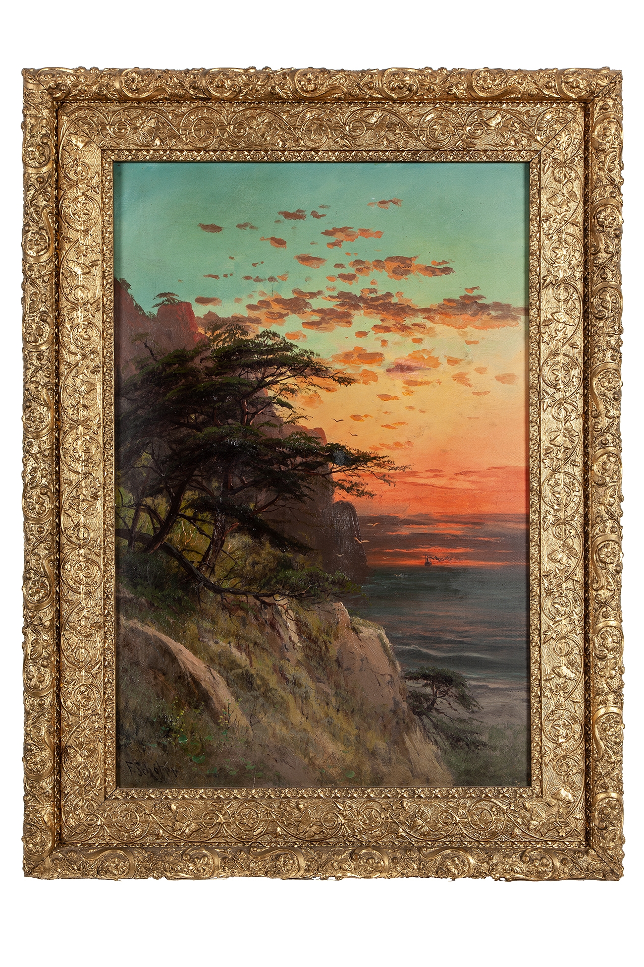Sunset on Pacific Coast near Monteray Cal. by Frederick Ferdinand Schafer