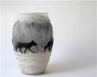 Vase Les loups dans la neige - Gabriel Argy-Rousseau