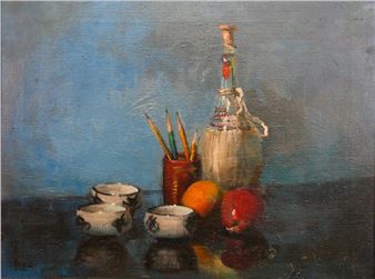 Still Life, Wine, Fruit - Frederik E. Grue