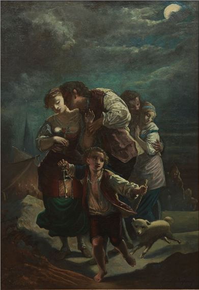 Return from a village festival by Ernest Dupont, 1863