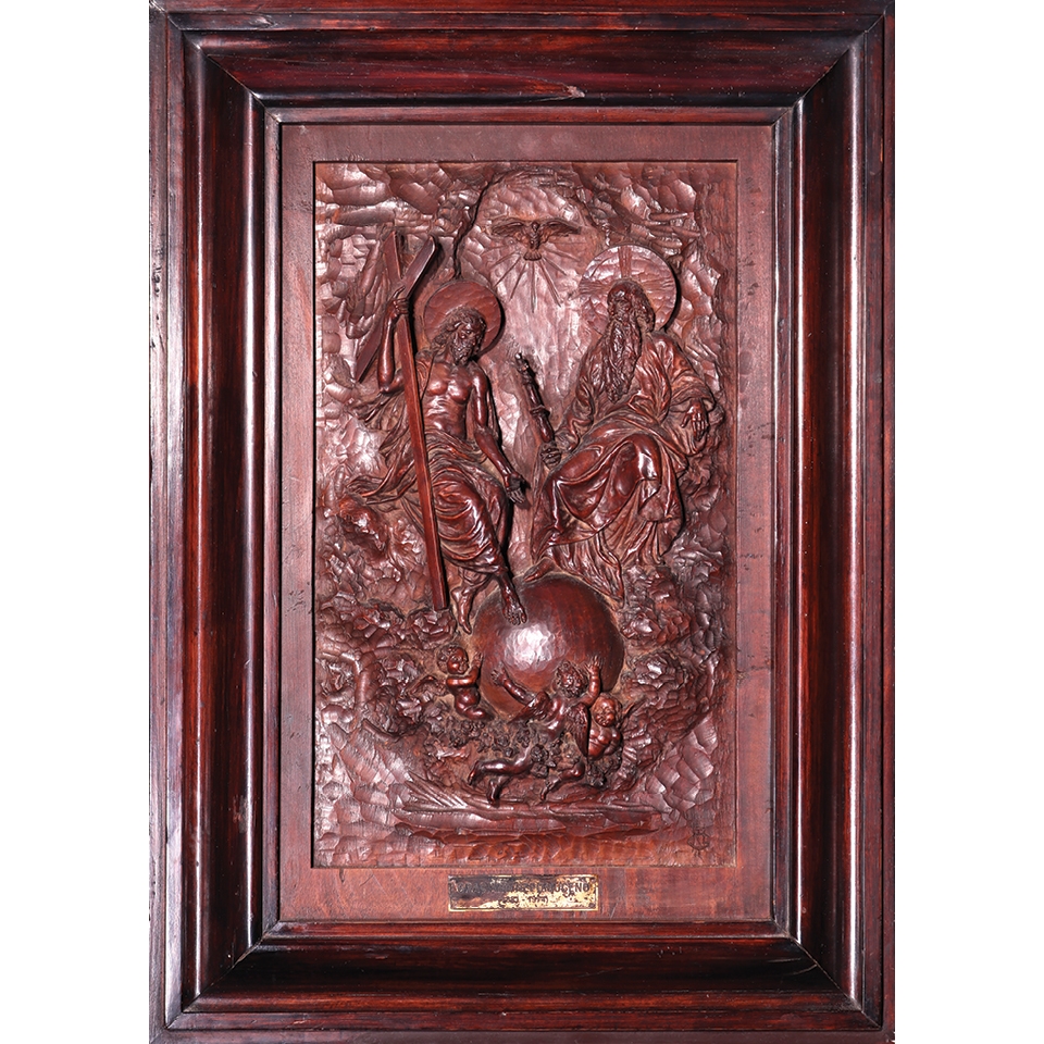 Artwork by Graciano T. Nepomuceno, Holy Trinity, Made of bas relief, wood