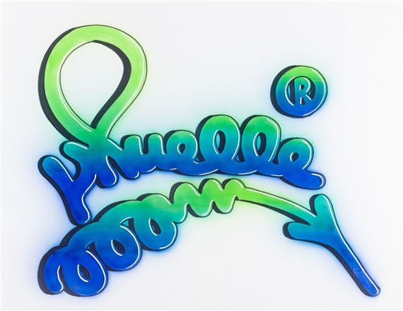 Tag / firma verde y azul by Juan Carlos Argüello, 1993