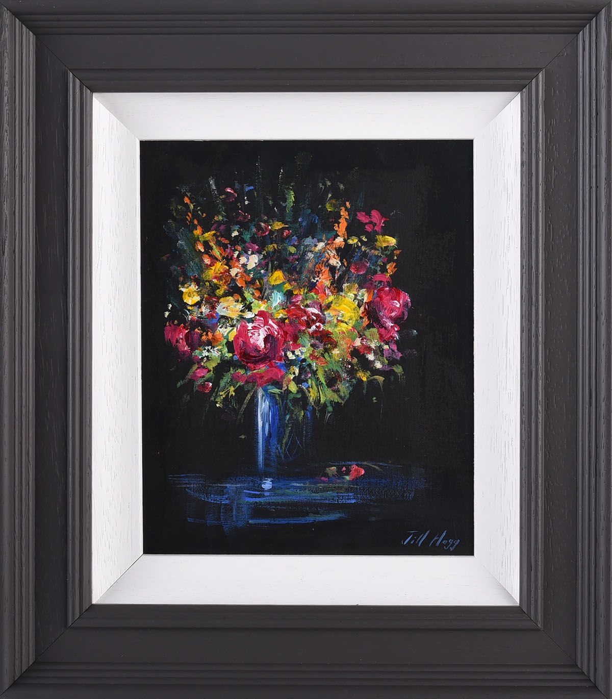 Artwork by Jill Hogg, FLOWERS IN A VASE, Made of OIL ON BOARD