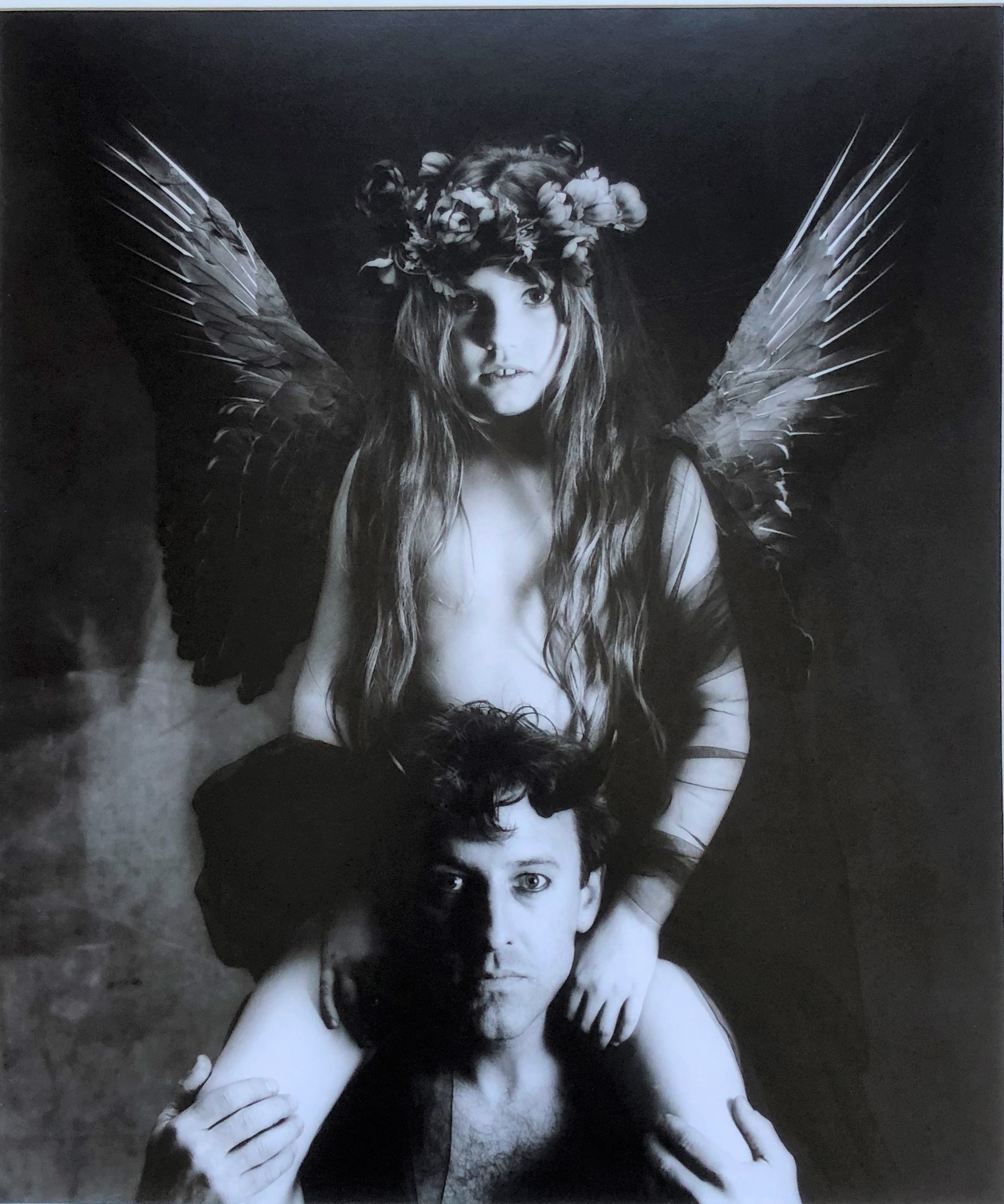 Artwork by C. Marler-edwards, Half naked woman with wings, ;  Child with wings on the neck of a man, Made of gelatin silver print (2)
