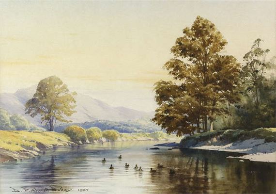 three landscapes 'River Derwent, Cumbria', 'Winter Morning near Cockermouth', and 'Frosty Morning, North Bucks' by Dennis Rothwell Bailey