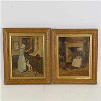 cottage interior scenes - Henry Pitcher