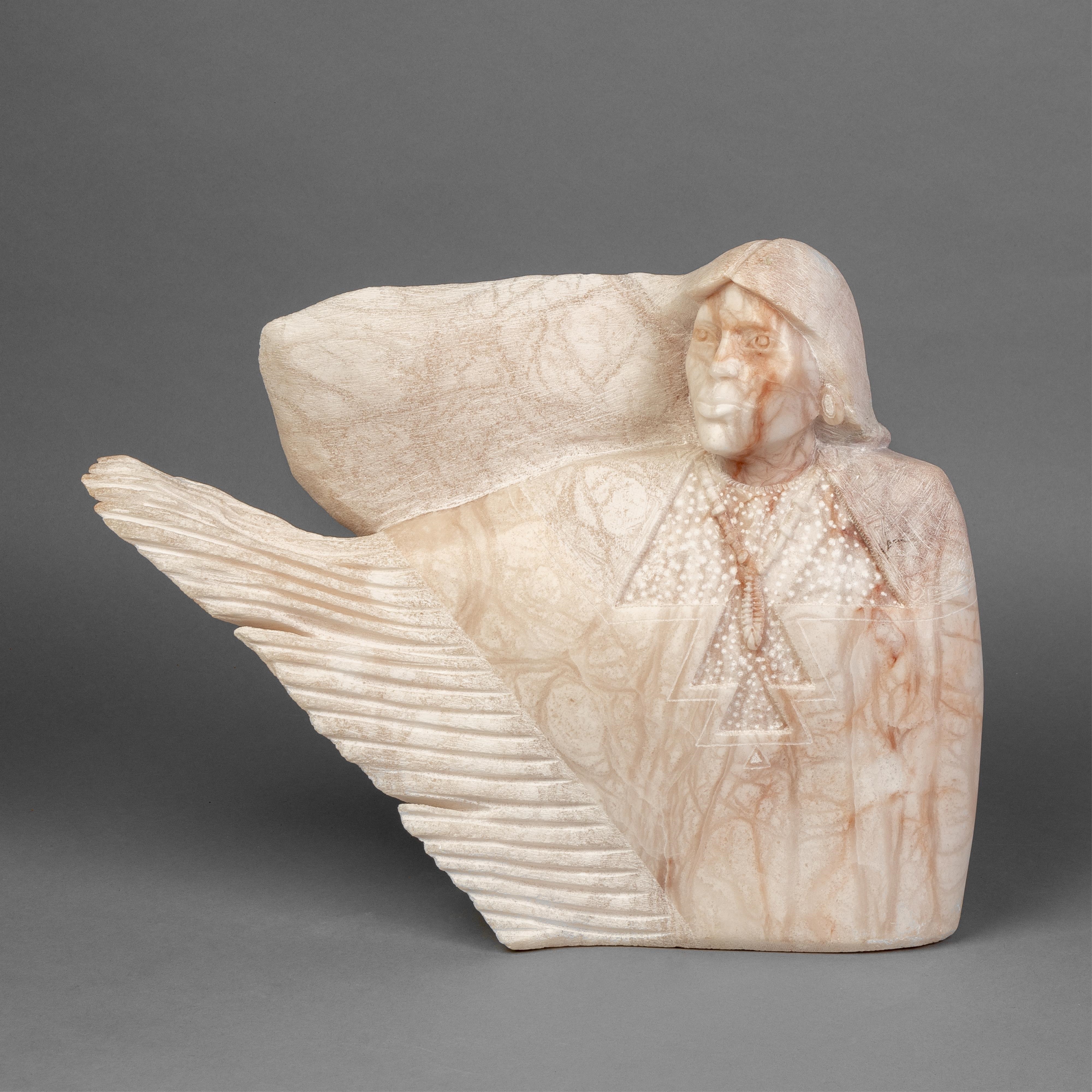 Artwork by Anthony E. Begay, Untitled (Native Woman), Made of carved alabaster