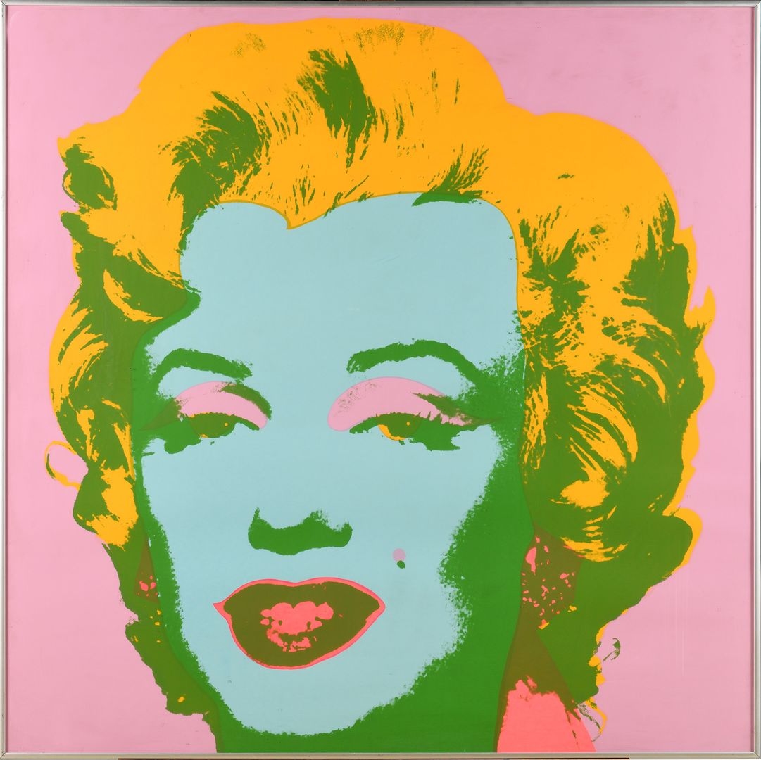 Andy Warhol | Marilyn Pink background, turquoise face, golden yellow ...