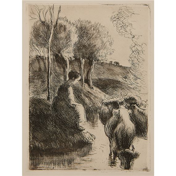 Vachere au Bord de l'Eau (Cowgirl at Water's Edge), 1890 Gazette des Beaux-Arts , , n.p. Gazette des Beaux-Arts , . by Camille Pissarro, 1890