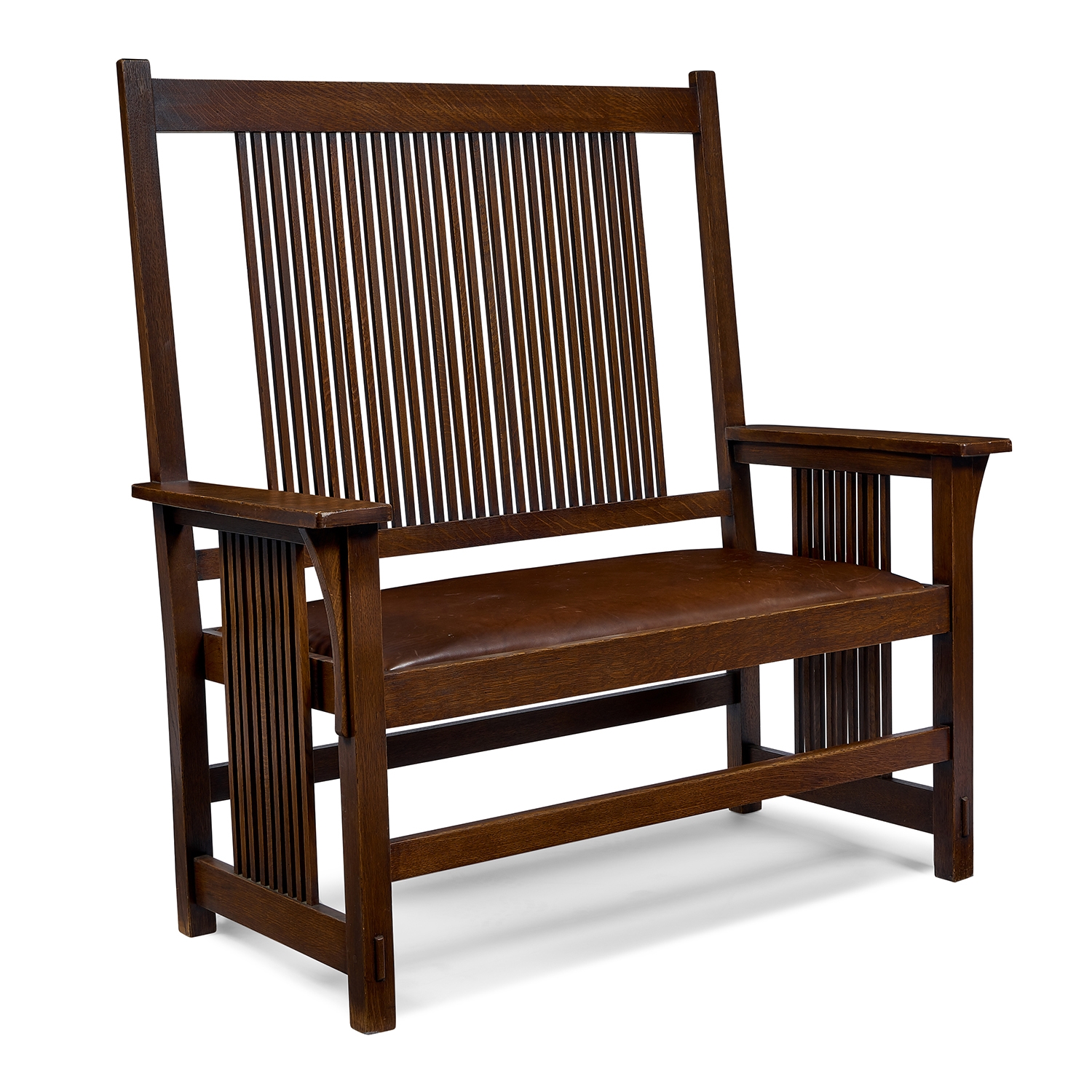 Gustav Stickley spindle settee MutualArt