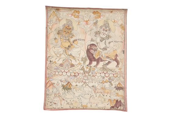 A MONGOLIAN VOTIVE WOODBLOCK PRINT.